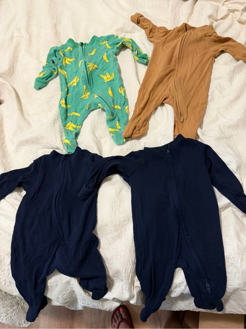 Kids One-Piece Sleepers - Multicolor Alphabet, Red, Green, Tan